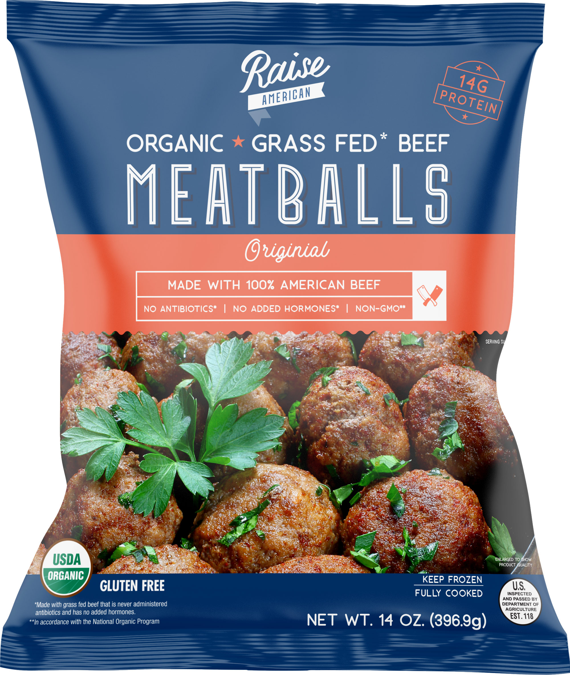 Fully Cooked Organic Beef Meatballs